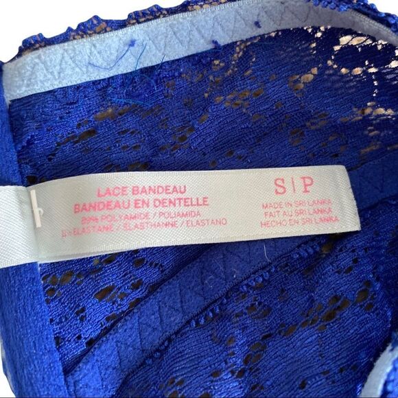 PINK Victoria Secret Lace Lined Multi Blue Bandeau Bra Size Small - Picture 6 of 7
